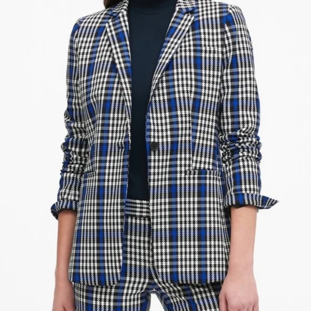 Banana Republic Long & Lean-Fit Plaid Blazer
